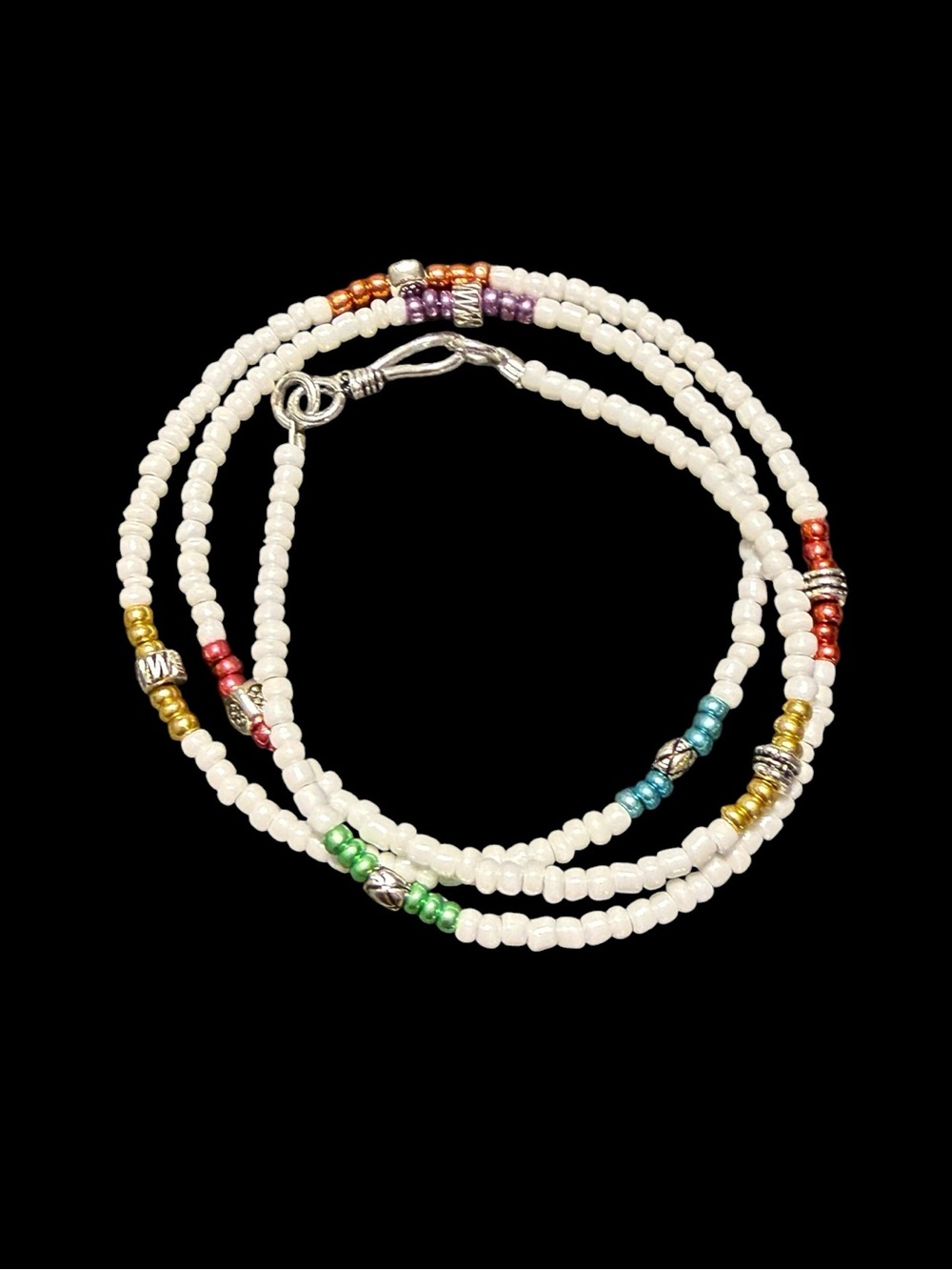 Long White Bead Necklace.